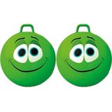 2x Stuks Groene Skippybal Smiley Voor Kinderen 65 cm - Buiten Speelgoed