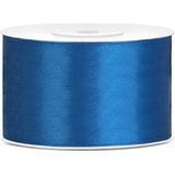 2x Hobby/decoratie blauw satijnen sierlinten 3,8 cm/38 mm x 25 meter - Cadeaulint satijnlint/ribbon - Blauwe linten - Hobbymateriaal benodigdheden - Verpakkingsmaterialen