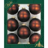Krebs Kerstballen - 8 stuks - velvet bruin - glas - 7 cm
