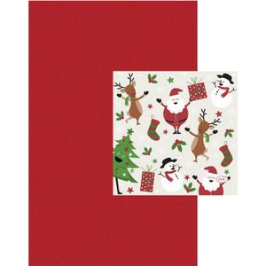 Kerstdiner tafelset - tafelkleed - servetten - rood
