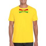 Geel t-shirt met Limburgse kleuren strik heren - Carnaval shirts