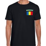 Romania t-shirt met vlag zwart op borst voor heren - Roemenie landen shirt - supporter kleding