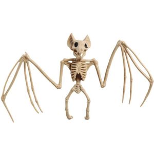 Horror decoratie skelet vleermuis 30 x 16 cm - Halloween decoratie dieren - Vleermuizen geraamte