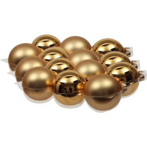 18x stuks kerstversiering kerstballen goud van glas - 8 cm - mat/glans - Kerstboomversiering