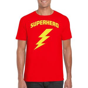 Bellatio Decorations Verkleed T-shirt voor heren - superheld - rood/geel - stripfiguren - carnaval