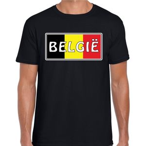 Belgie landen t-shirt zwart heren - belgie landen shirt / kleding - EK / WK / Olympische spelen outfit
