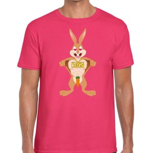 Roze Paas t-shirt verliefde paashaas - Pasen shirt voor heren - Pasen kleding