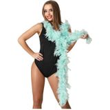 Atosa Carnaval verkleed boa met veren - 2x - ijsblauw - 180 cm - 45 gram - Glitter and Glamour - verkleed accessoires