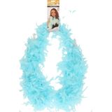 Atosa Carnaval verkleed boa met veren - 2x - ijsblauw - 180 cm - 45 gram - Glitter and Glamour - verkleed accessoires