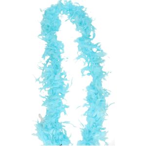 Atosa Carnaval verkleed boa met veren - 2x - ijsblauw - 180 cm - 45 gram - Glitter and Glamour - verkleed accessoires