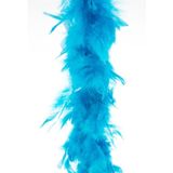 2x stuks carnaval verkleed veren Boa kleur turquoise 2 meter - Verkleedkleding accessoire