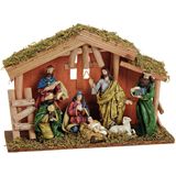 G. Wurm - complete kerststal - inclusief kerstbeelden - 30 x 21 x 10 cm - hout
