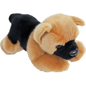 Pluche bruin/zwarte Duitse Herder hond knuffel 20 cm - Honden huisdieren knuffels - Speelgoed voor kinderen
