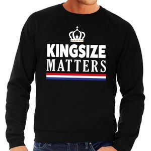 Zwarte Kingsize matters sweater - Trui voor heren - Koningsdag kleding