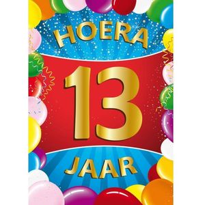 2x stuks 13 jaar mega poster / deurposter - 59 x 84 cm - leeftijd verjaardag feestartikelen/versiering