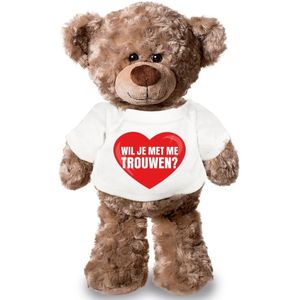 Knuffelbeer met Huwelijksaanzoek Hart T-shirt 43 cm - Wil Je met Me Trouwen
