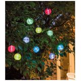 2x stuks solar lampion tuinverlichting/feestverlichting gekleurd 4.5m - Partyverlichting Lichtsnoeren