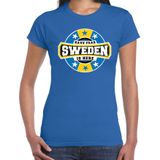 Have fear Sweden is here t-shirt met sterren embleem in de kleuren van de Zweedse vlag - blauw - dames - Zweden supporter / Zweeds elftal fan shirt / EK / WK / kleding
