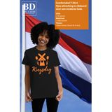 Bellatio Decorations Koningsdag shirt voor dames - Holland - zwart - met glitters - feestkleding