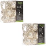 2x stuks kerstverlichting kerstballen slingers met LED licht 90 cm - Kerstlampjes/kerstlichtjes lichtslingers met kerstballen