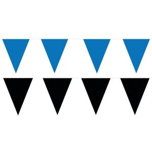 Zwart/Blauwe feest punt vlaggetjes pakket - 120 meter - slingers/ vlaggenlijn