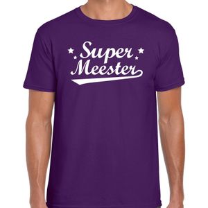 Super meester cadeau t-shirt paars heren -  Einde schooljaar/ meesterdag cadeau