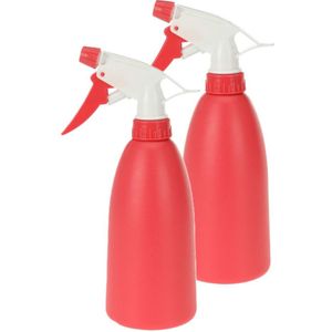 Plantenspuit - 2x - rood - 480 ml - kunststof - 11 x 8 x 23 cm - plantensproeier