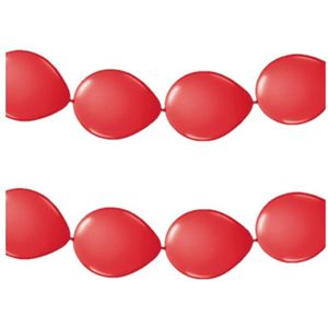 3x stuks ballonnen verjaardag feest slinger rood 3 meter - Feestartikelen/versiering