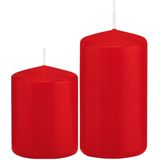 Trend Candles - Stompkaarsen set 6x stuks rood 8 en 12 cm