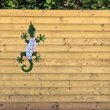 Decoris Tuin/schutting decoratie hagedis - metaal - groen - 18 x 29 cm