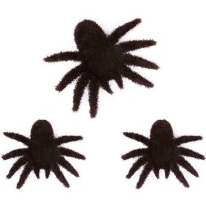 6x stuks horror griezel spinnen zwart 8 x 10 cm - Harige nep spinnen - Halloween thema decoratie/accessoires