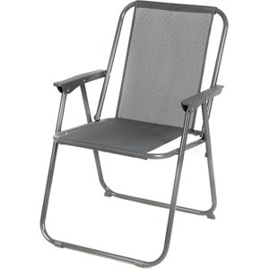 Sunnydays Picnic camping/strand stoel - aluminium - inklapbaar - grijs - L53 x B55 x H75 cm - klapstoelen