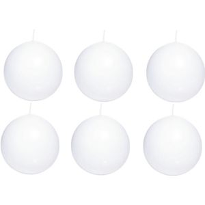 6x Witte bolkaarsen 7 cm 66 branduren - Ronde geurloze kaarsen - Woondecoraties