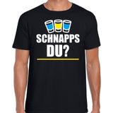 Apres ski t-shirt Schnapps du zwart  heren - Wintersport shirt - Foute apres ski outfit/ kleding/ verkleedkleding