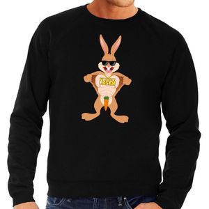 Zwarte Paas sweater stoere paashaas - Pasen trui voor heren - Pasen kleding