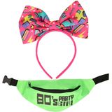 Foute 80s/90s party verkleed set - dames - diadeem en heuptasje - jaren 80/90 verkleed accessoires