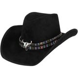 Boland party Carnaval verkleed cowboy hoed Rodeo - zwart - volwassenen - Luxe uitvoering