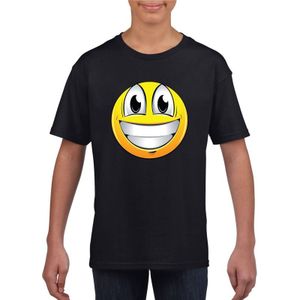 emoticon/ emoticon t-shirt super vrolijk  zwart kinderen
