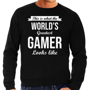 Worlds greatest gamer cadeau sweater zwart voor heren - verjaardag kado trui voor een gamer