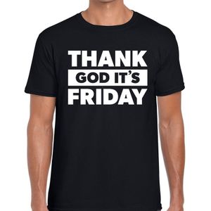 Thank god it is friday tekst t-shirt zwart heren - heren shirt Thank god it's friday