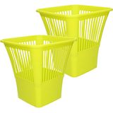 Plasticforte Afvalbak/vuilnisbak/kantoor prullenbak - 2x stuks - plastic - groen - 30 cm