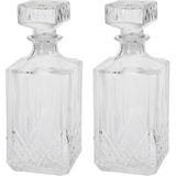 2x Glazen whiskey karaf met dop 750 ml - Glazen karaf/fles voor whiskey/whisky