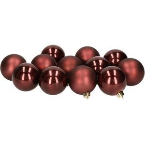 Kerstballen - 12 stuks - kunststof - donkerbruin - 6 cm