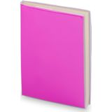 Pakket van 5x stuks notitieblokje roze met zachte kaft en plastic hoes 10 x 13 cm - 100x blanco paginas - opschrijfboekjes