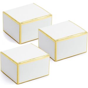 PartyDeco cadeaudoosje - Bruiloft bedankje - 50x - wit/goud - papier - 6 x 4 cm