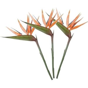 3x Oranje strelitzia/paradijsvogelbloem kunstbloem 90 cm - Kunstbloemen boeketten