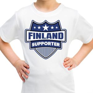 Finland supporter schild t-shirt wit voor kinderen - Finland landen shirt / kleding - EK / WK / Olympische spelen outfit