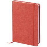 Set van 4x stuks schriften/notitieboekje rood met canvas kaft en elastiek 13 x 18 cm - 80x gelinieerde paginas - opschrijfboekjes