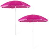 2x Verstelbare Strand/Tuin Parasols Roze 150 cm - Parasols