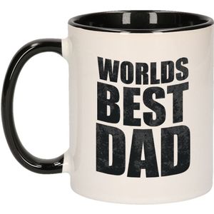 Worlds best dad cadeau mok / beker 300 ml - zwart met wit - papa / verjaardag / Vaderdag